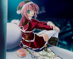  capelet christmas original red_capelet santa_costume shippo_danshaku solo thighhighs zettai_ryouiki 