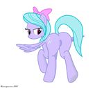  anus bow cutie_mark equine female feral flitter flitter_(mlp) friendship_is_magic looking_back mammal my_little_pony pegasus purple_eyes pussy ribbons solo wings 