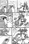  black_and_white comic english_text erection female greyscale haychel lucario male monochrome nintendo penis pidgeot pok&#233;mon pok&eacute;mon straight text video_games 