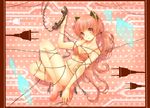  animal_ears bare_shoulders bra breasts brown_eyes brown_hair cable cleavage collarbone corded_phone electric_socket fake_animal_ears high_heels highres lingerie long_hair looking_at_viewer medium_breasts navel nekomura_iroha phone polka_dot rojiko shoes solo underwear vocaloid 