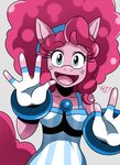  afro anthro anthrofied blue_eyes clothing english_text equine female friendship_is_magic hair horse looking_at_viewer mammal my_little_pony open_mouth pink_hair pinkie_pie_(mlp) pony smile solo sssonic2 text 