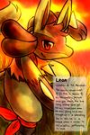  english_text grass haychel looking_at_viewer lucario male nintendo pok&#233;mon pok&eacute;mon red_eyes smile solo sunset text video_games 