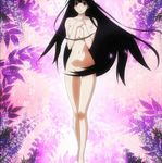  barefoot blush breasts cherry_blossoms collarbone hands_on_own_chest highres kanoe_yuuko large_breasts long_hair nude open_mouth petals screencap solo stitched tasogare_otome_x_amnesia third-party_edit 