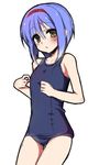  blue_hair brown_eyes hairband little_busters! masayu nishizono_mio one-piece_swimsuit school_swimsuit short_hair solo swimsuit 