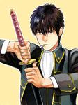  black_hair cigarette gintama hijikata_toushirou male_focus shinsengumi_(gintama) sword weapon 