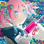  bad_id bad_pixiv_id clothes_pin commentary devi+tec earrings flower gloves hiroyuki_takahashi jewelry original pink_hair solo surreal syringe 