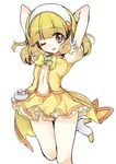  ;p arms_up bad_id bad_pixiv_id blonde_hair blush bow breasts choker covered_nipples cure_peace dress eyelashes hairband high_heels kise_yayoi one_eye_closed orange_choker precure shoes skirt small_breasts smile_precure! solo tongue tongue_out white_hairband yellow yellow_bow yellow_eyes yellow_skirt yukiwo 