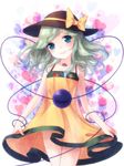  alternate_costume bad_id bad_pixiv_id bare_shoulders blue_eyes blush eyeball hat head_tilt heart heart-shaped_pupils jewelry komeiji_koishi long_hair necklace no_panties nunucco see-through silver_hair skirt smile solo symbol-shaped_pupils third_eye touhou wire yellow_skirt 