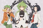  2boys ahoge bad_id bad_pixiv_id bag baseball_cap bel_(pokemon) belt beret black_hair blonde_hair cheren_(pokemon) glasses green_hair hat hat_removed hat_ribbon headwear_removed holding holding_hat jacket jewelry kisaki_nana long_hair looking_at_viewer multiple_boys n_(pokemon) necklace necktie pokemon pokemon_(game) pokemon_bw2 ribbon semi-rimless_eyewear short_hair shoulder_bag smile under-rim_eyewear wristband 