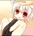  animal_ears back bad_id bad_pixiv_id blush child hand_on_another's_head highres inubashiri_momiji nude out_of_frame petting red_eyes sawatari_(sado) short_hair silver_hair sitting solo_focus tears touhou wolf_ears 
