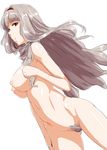  breasts clearite colored_pubic_hair hairband idolmaster idolmaster_(classic) large_breasts long_hair nipples nude pubic_hair red_eyes shijou_takane silver_hair silver_pubic_hair solo 