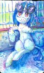  djpon3 equine female feral friendship_is_magic horn mammal my_little_pony painting pool soaking solo traditional_media unicorn vinyl_scratch_(mlp) watercolor 