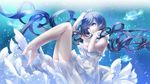  bad_id bad_pixiv_id bare_legs barefoot black_hair blue_eyes breasts bubble dress fish_bone gloves long_hair looking_at_viewer open_mouth original small_breasts solo underwater very_long_hair white_dress white_gloves yuuki_kira 