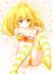  bad_id bad_pixiv_id blonde_hair bow bow_bra bra bracelet breasts cleavage cure_peace eyelashes hair_flaps jewelry kise_yayoi lingerie panties precure small_breasts smile_precure! solo star strap_slip striped striped_legwear thighhighs transparent_background underwear underwear_only yellow yellow_bra yellow_eyes yellow_panties yuiyuimoe 