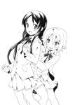  akiyama_mio black_eyes blush greyscale hair_down k-on! long_hair monochrome multiple_girls nome_(nnoommee) school_uniform short_hair tainaka_ritsu uniform 