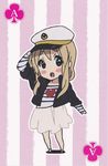  :d animated animated_gif blonde_hair blue_eyes cake candle chibi dress food hat k-on! kotobuki_tsumugi long_hair open_mouth round_teeth smile solo spinning teeth 