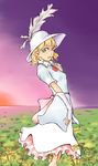  alternate_costume bridal_gauntlets colored_eyelashes feathers field flower flower_field formal green_eyes hat mizuhashi_parsee pointy_ears rose short_hair short_sleeves solo standing symbolism touhou uronaros yellow_flower yellow_rose 