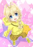  antenna_hair bad_id bad_pixiv_id bag blonde_hair blue_eyes braid haiyore!_nyaruko-san hastur_(nyaruko-san) hood hoodie long_hair looking_up minatoyui otoko_no_ko shorts 