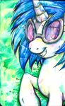  djpon3 equine eyewear female feral friendship_is_magic glasses half-length_portrait horn mammal marker_(art) mixed_media my_little_pony painting pen_(art) quadruped raised_leg solo standing traditional_media unicorn vinyl_scratch_(mlp) watercolor_(art) watercolour 