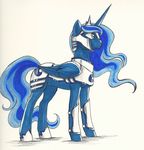  armor blue_fur blue_hair equine female friendship_is_magic hair horn horse long_hair long_tail my_little_pony plain_background pony princess_luna_(mlp) tall unknown_artist white_armour white_background winged_unicorn wings 