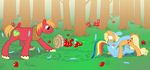  apple applejack_(mlp) basket big_macintosh_(mlp) brother_and_sister compromising_position cutie_mark equine feather female feral forest friendship_is_magic fruit group hi_res horse male mammal my_little_pony pegasus pony rainbow_dash_(mlp) sibling sotoco tree wings wood 