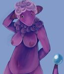  anthro blue_background blue_eyes breasts caprine chubby female flaaffy mammal navel nintendo nipples nude plain_background pok&#233;mon pok&#233;morph pok&eacute;mon sheep smileygremlin solo video_games 