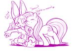  &hearts; &lt;3 cutie_mark equine female feral fluttershy_(mlp) friendship_is_magic hair horse lagomorph long_hair male mammal monochrome my_little_pony plain_background pony rabbit white_background wings 