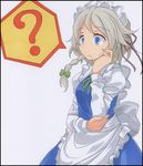  ? apron bad_id bad_pixiv_id blue_dress blue_eyes braid dress frame hair_ribbon izayoi_sakuya maid maid_headdress marker_(medium) ribbon s-syogo shikishi shirt silver_hair solo touhou traditional_media twin_braids waist_apron 