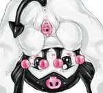  blush buttercup_saiyan female kuromi onegai_my_melody pussy pussy_juice sanrio skull solo spade_tail spreading upside_down 