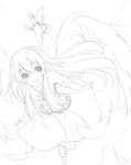  copyright_request feathers greyscale long_hair monochrome smile wings yu-ves 