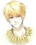  9room bad_id bad_pixiv_id blonde_hair fate/zero fate_(series) gilgamesh jewelry lowres male_focus necklace portrait red_eyes solo white_background 