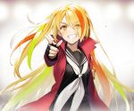  blonde_hair gloves long_hair nikaidou_saki orange_eyes seifuku signed tokki zombie_land_saga 