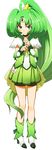  bike_shorts blush choker cure_march eyelashes green green_choker green_eyes green_hair green_shorts green_skirt high_heels hota long_hair midorikawa_nao precure shoes shorts shorts_under_skirt shy skirt smile_precure! solo white_background 