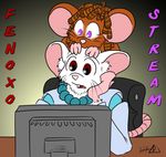  amily_(coc) amily_(corruption_of_champions) anthro brown_eyes computer corruption_of_champions cute english_text female jojo_(coc) jojo_(corruption_of_champions) male mammal mouse pink_eyes rodent text 