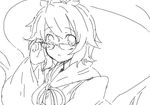  bespectacled glasses greyscale looking_at_viewer monochrome short_hair solo toramaru_shou touhou yu-ves 