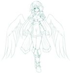  copyright_request long_hair looking_at_viewer monochrome smile solo thighhighs very_long_hair wings yu-ves 