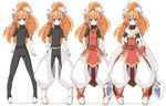  character_sheet fiana_else hand_on_hip harem_pants highres long_hair looking_at_viewer pants pixiv_fantasia pixiv_fantasia_5 simple_background smile very_long_hair white_background yu-ves 