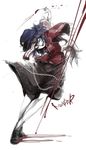  black_hair blood fighting_stance harusame_(unmei_no_ikasumi) hat highres looking_at_viewer miyako_yoshika ofuda open_mouth outstretched_arms short_hair simple_background sketch skirt solo spread_arms star touhou white_background 