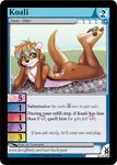 &#9792; &#9794; bleached_fur blue_eyes border card furoticon koali looking_at_viewer luckypan male mammal mustelid neolucky nude otter solo tcg tribal_markings tribes_of_tanglebrook 