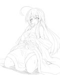  breasts copyright_request greyscale long_hair medium_breasts monochrome simple_background solo very_long_hair white_background yu-ves 