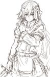  copyright_request greyscale monochrome sketch solo sword weapon yu-ves 