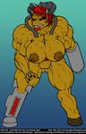  angry arm_cannon biceps big_breasts breasts creature cyberdemon cyborg demon doom fangs female hooves horn mechanical_limb monster muscles muscular_female nipple_piercing nipples nude piercing pussy red_eyes solo sweat teeth unknown_species vein veins victoria_viper video_games 
