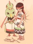  beso drawr feathers gen_2_pokemon hair_ornament natu orange_background pokemon pokemon_(creature) wood xatu 