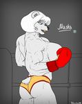  bear big_breasts blue_eyes boxer boxing_gloves breasts butt female fighter gloves hellbridge invalid_tag mammal mouthguard muscles muscular_female polar_bear ring side_boob solo 