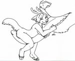  ambiguous_gender antlers breasts canine cervine female hooves horn hybrid isadora kaia long_tongue mammal monochrome nude plain_background reindeer side_boob simple_background size_difference tongue vorarephilia vore white_background wolf 