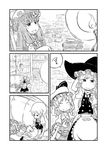  ^_^ apron ascot book bookshelf bow braid candle closed_eyes comic couch crescent detached_wings flandre_scarlet greyscale hair_bow hand_behind_head hat hat_rack hat_removed headwear_removed kirisame_marisa lap_pillow long_hair looking_down looking_up lying monochrome multiple_girls no_hat no_headwear on_back open_mouth patchouli_knowledge petting pointy_ears side_braid side_ponytail sidelocks silent_comic single_braid smile sonson_(eleven) spoken_squiggle squiggle touhou wings 