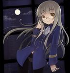  ascot blonde_hair crotch_seam full_moon glasses long_hair military military_uniform monmon moon night panties panties_under_pantyhose pantyhose perrine_h_clostermann pince-nez smile solo strike_witches underwear uniform world_witches_series yellow_eyes 