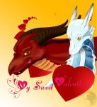  &lt;3 2018 blue_scales digital_drawing_(artwork) digital_media_(artwork) dragon dragon345 duo ear_frills english_text female feral frill grin headshot hi_res holidays horn male male/female piercing quadruped red_eyes red_scales roga_(character) scales scalie side_view simple_background slit_pupils smile smooth_shading stone_(character) teeth text valentine&#039;s_day wyvern 