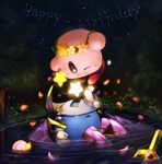  bad_id bad_pixiv_id birthday candy caramel_(artist) copy_ability flower food forest galaxia_(sword) gloves kirby kirby_(series) lollipop mask meta_knight nature night no_humans pauldrons petals pond reflection shooting_star sky star star_(sky) star_rod submerged sword tree water weapon wreath 