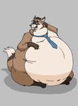  canine fender fox grey_background hectorthewolf male mammal morbidly_obese necktie obese overweight plain_background solo 